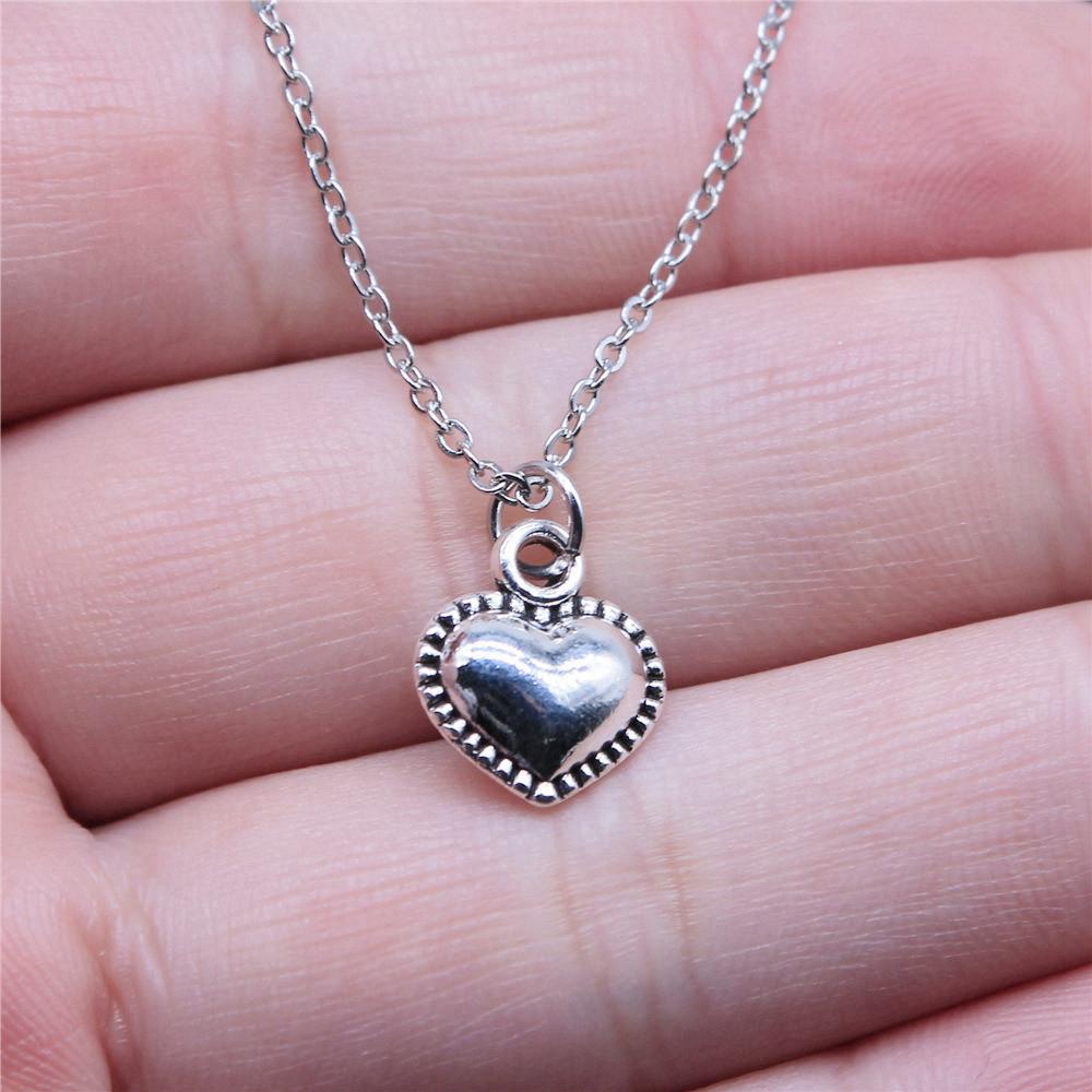 Peach Heart Angel Wings Sweet Pendant Antique Silver Metal Boys Collar Necklace High Quality Gift
