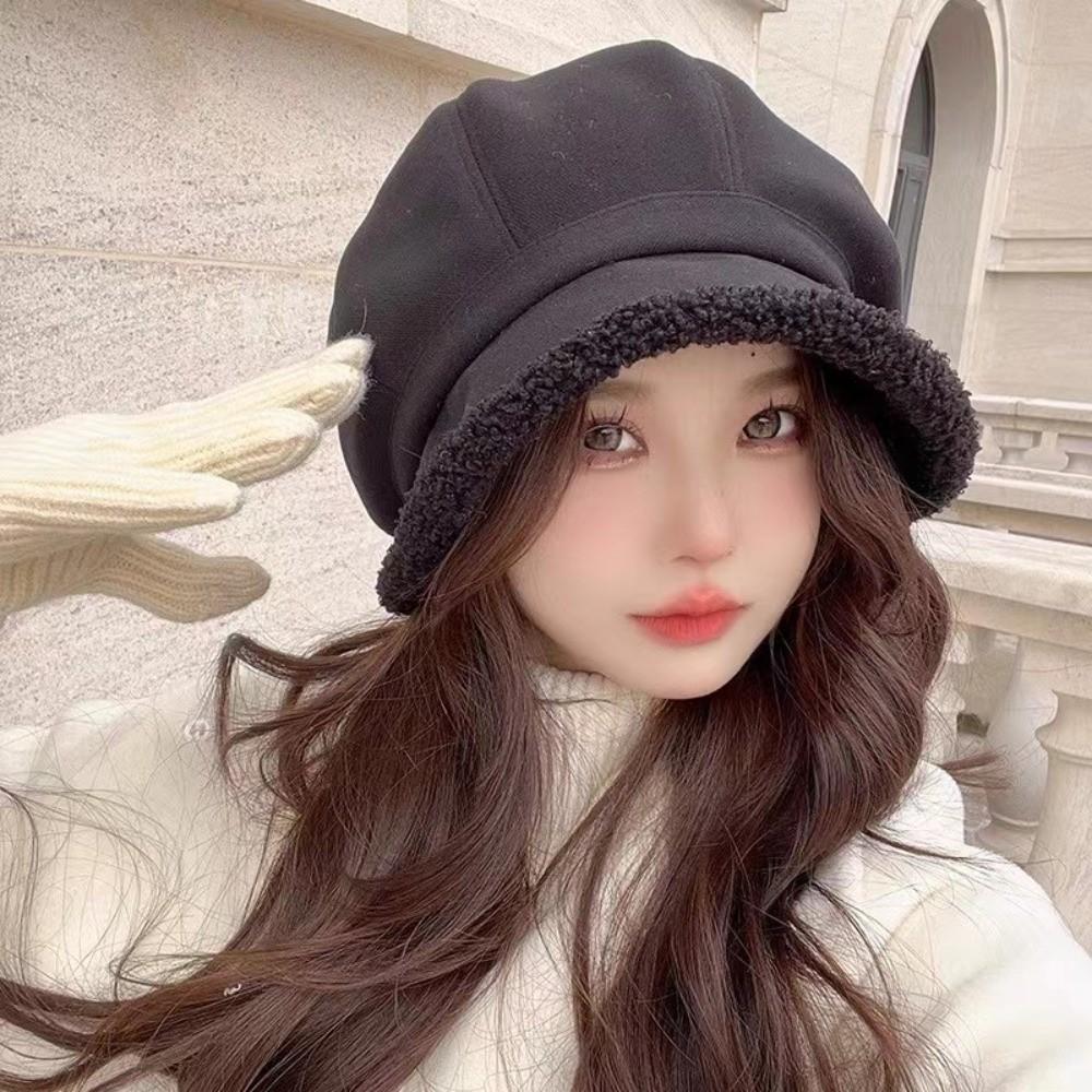 Classic Women Basin Cap Ear Protection Leisure Bucket Hat Autumn Winter Plush Beret Hat Outdoor