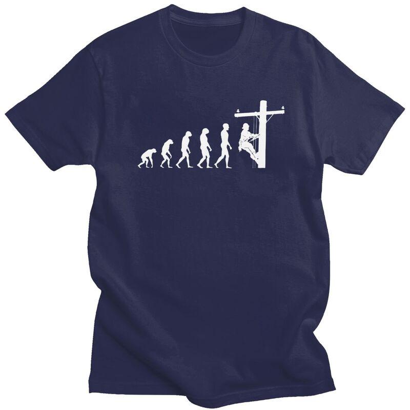 Individuelles Lineman Evolution T-Shirt Herren Kurzarm Re Baumwolle T-Shirt Freizeit Elektriker Elektroingenieur Geschenk T-Shirts