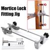 Mortiser Locksmith Woodworking Wood Door Fitting Slot Drill Carbide with Wrench Maintenance Hand Gray Mortice Lock Jig Set