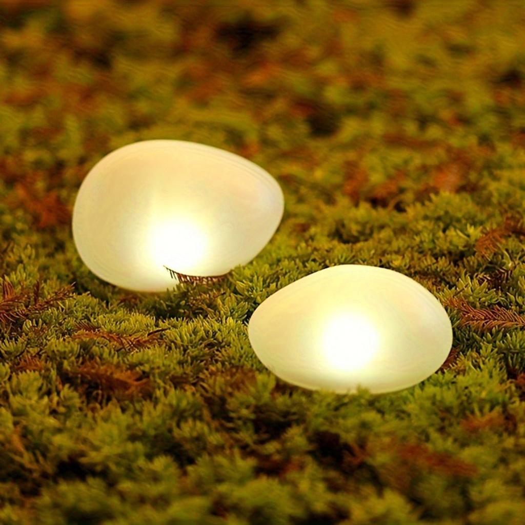 1Pcs Solar-Powered Pebble Garden Decorative Lights, Warm/White Light, Outdoor Patio Walkway Garden Decorations