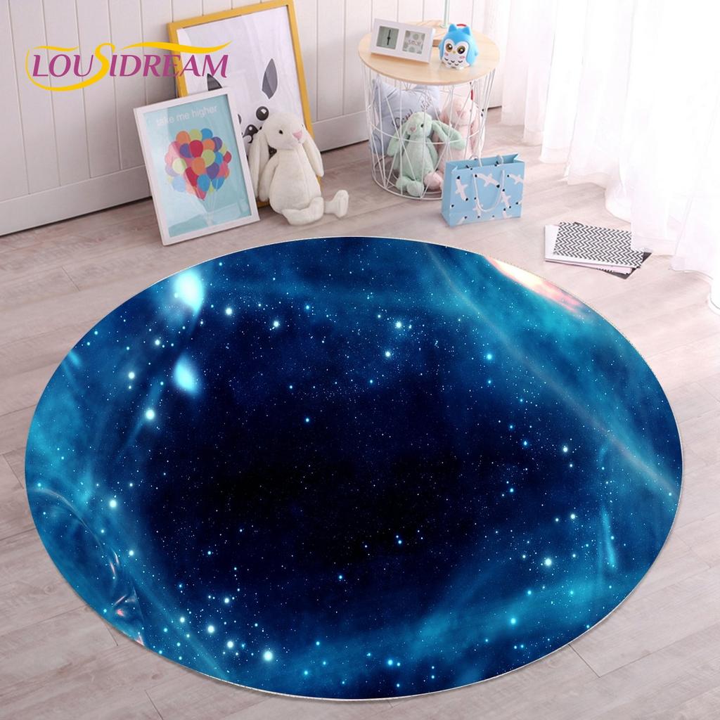 HD Galaxy Universe Space Stars Runder Teppich, Teppich für Wohnzimmer, Kinderzimmer, Sofa, Spielzimmer, Dekoration, rutschfeste Bodenmatte