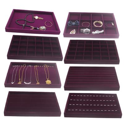 Ring Earrings Necklace Jewelry Display Organizer Box Tray Showcase Purple 1