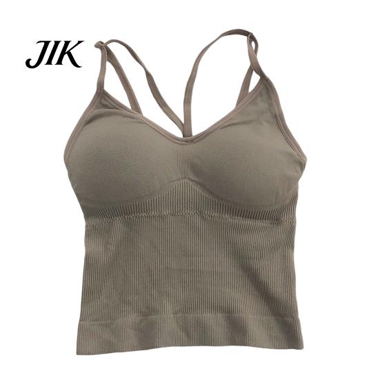 Cross Back Women Top Vest Seamless Padded Slim Fit Solid Color Backless Elastic Summer Lady Underwear Camis Tank Bottoming Inner Outer Wear хаки