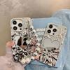 Fashionable Luxury Electroplated Love Heart Mirror Shockproof TPU Mobile Phone Case Holster for 16/15/14/13/12 Pro Max Lanyard