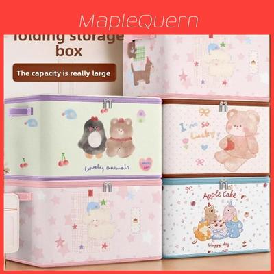 Collapsible Fabric Storage Bin With Cartoon Patterns For Bedroom Closet Organization