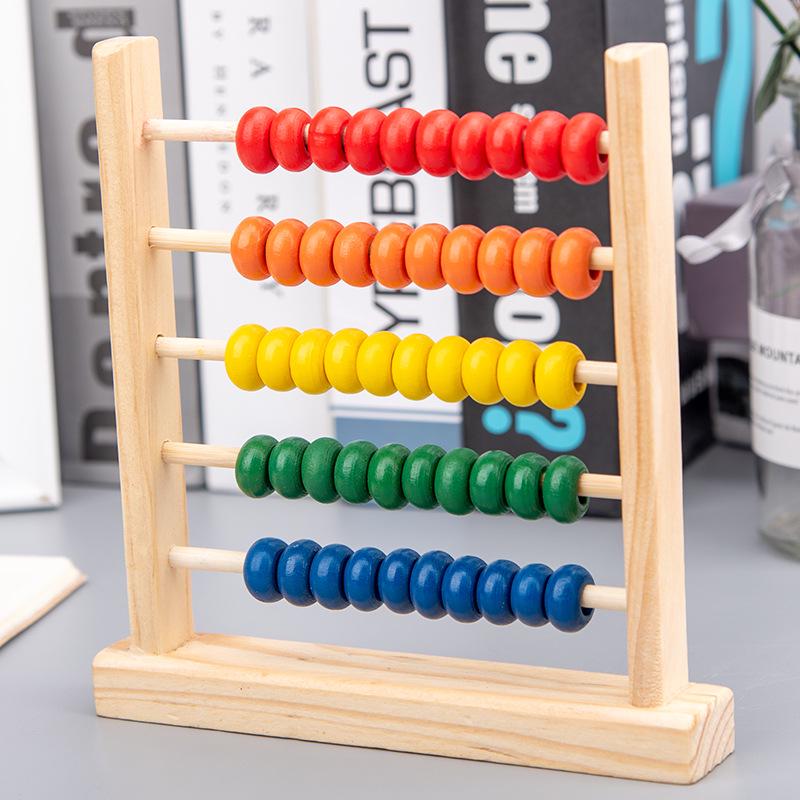Five-Row Wooden Abacus for Children's Math and Puzzle Learning