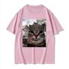Thousand Yard Stare Funny Cat Meme T Shirts Women's Fashion Casual Short Sleeve T-shirts Oversized T-shirt Streetwear