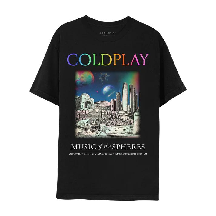 Coldplay Music of The Spheres World Tour 2025 T-Shirts aus Baumwolle, schweres, mentales Mode-T-Shirt mit Grafik, kurzärmelig, Unisex-Tops