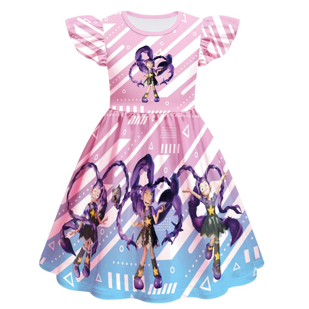 

83041 Kids Girls Lily Lovebraids Print Ruffle Sleeves Princess Dress 160cm рожевий