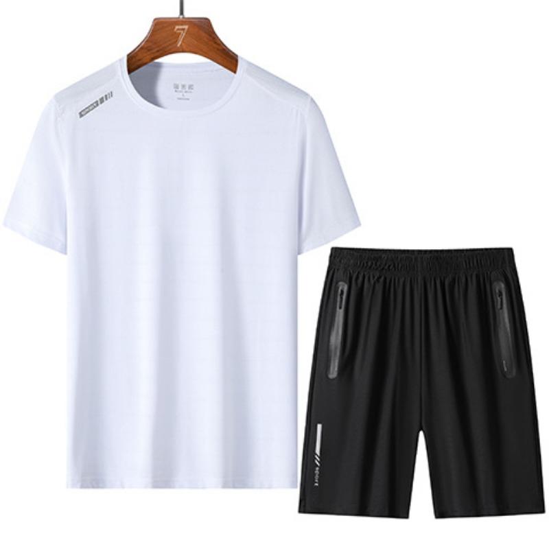 Men's Color Blocked Short Sleeve and Shorts Set