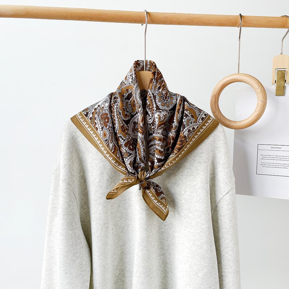 1116 New Versatile Cashew Nut Square Scarf High-end Silk Scarf Women's Spring and Summer Temperament Light Luxury Women's Decorative Silk Scarf