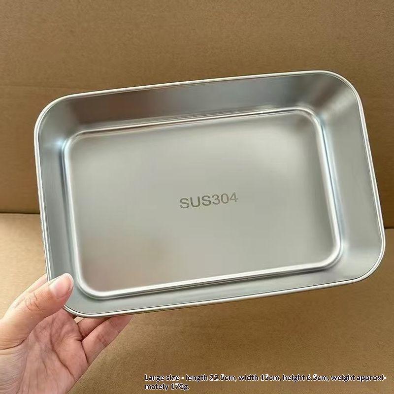 12/3 Pcs 304 Stainless Steel Food Tray Food Safe Easy To Clean For School Office Picnic Meal Prep
