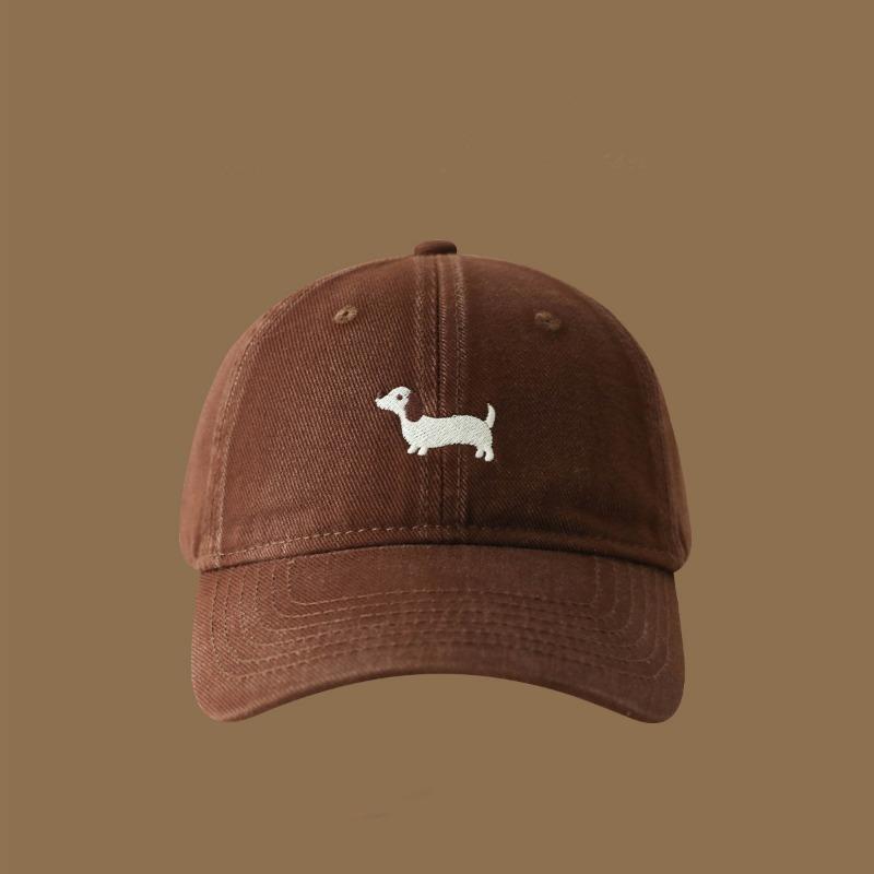 Dachshund Embroidered Baseball Cap for Men and Women Versatile Wide Brim Showing Face Small Peaked Cap