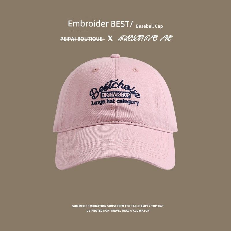 

Baseball Cap Female Summer Couple Student Soft Sun Hat Face Little Korean Style All-Match Sun Hat Traveling Sun Hat Male C2721 Embroider Best baseball cap Pink M(56-58cm)
