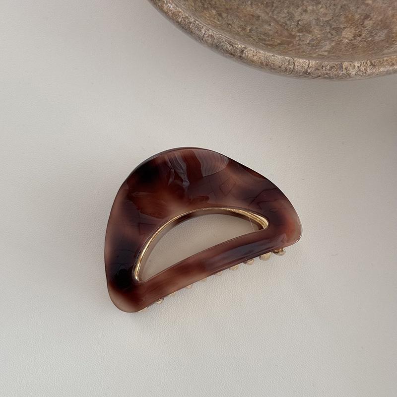 Korean Leopard Print Acetate Metal Hair Clip - Elegant Retro Claw Accessory