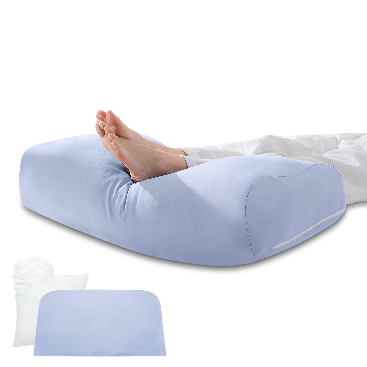 HIYORIBA Foot Pillow, Sleeping Footrest Cushion [Designed in Japan] Jazzy Material [Includes Filling and Adjustable Height] Leg Raise Pillow with Wash