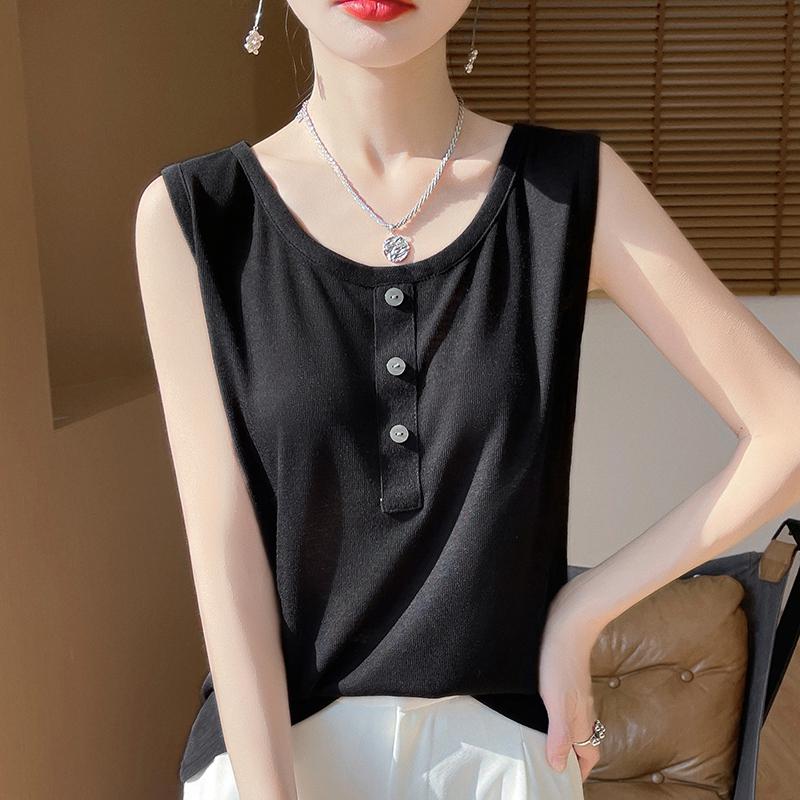 

Літній жіночий жилет new ice silk шовкова шовкова слінга 50% шовк 50% поліефірне волокно дихаюча маленька сорочка L чорний