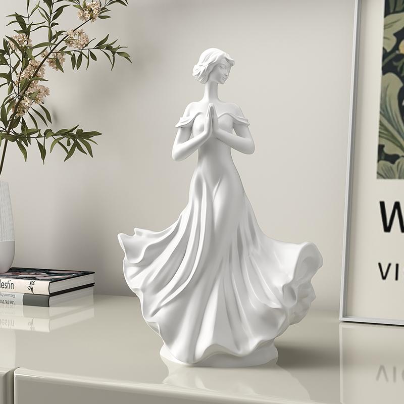 Modern minimalist shadow sculpture Character art ornaments Resin material white female figurine Study and home Decor Crafts