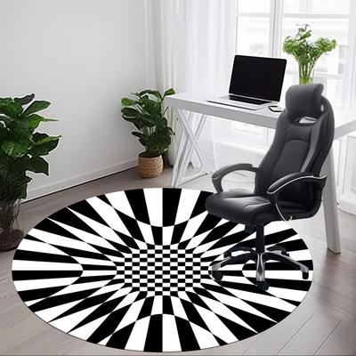1pc Optical Illusion Pattern Chair Carpet for Office Non Slip, Machine Washable Rug for Office, Room Holiday Decor for Christmas, Birthday Polyester