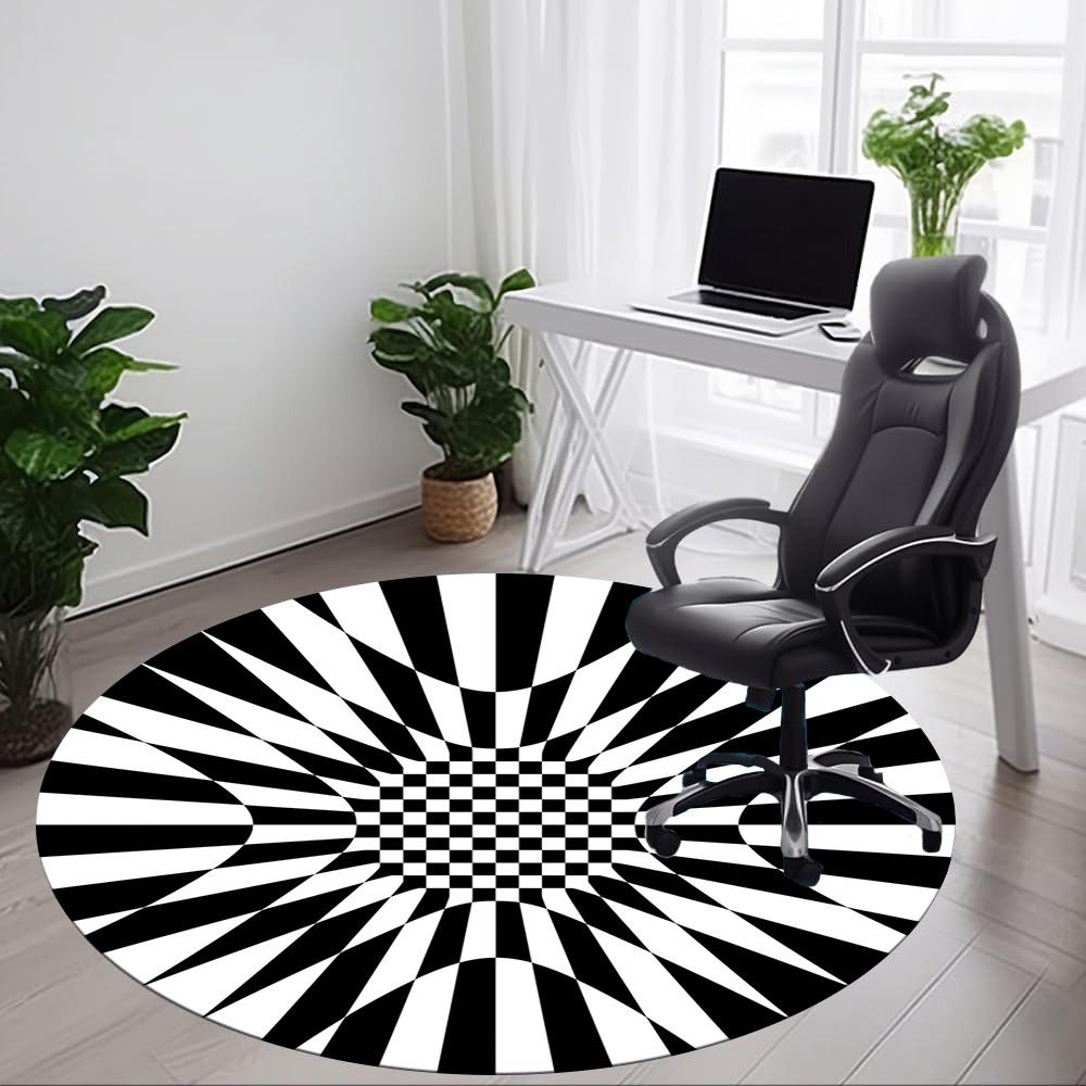1 Stück optisches Illusionsmuster Stuhlteppich für das Büro, rutschfest, maschinenwaschbarer Teppich für das Büro, Raum-Urlaubsdekoration für Weihnachten, Geburtstag, Polyester