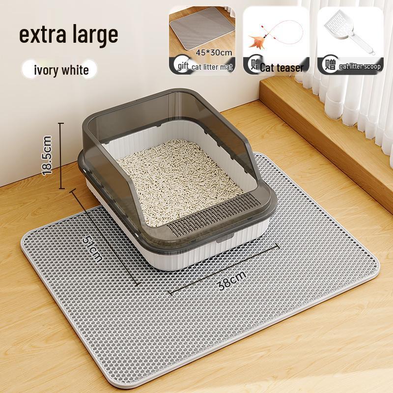 Extra Large Anti-Splash Cat Litter Box: Semi-Enclosed Tray for Large Cats and Kittens