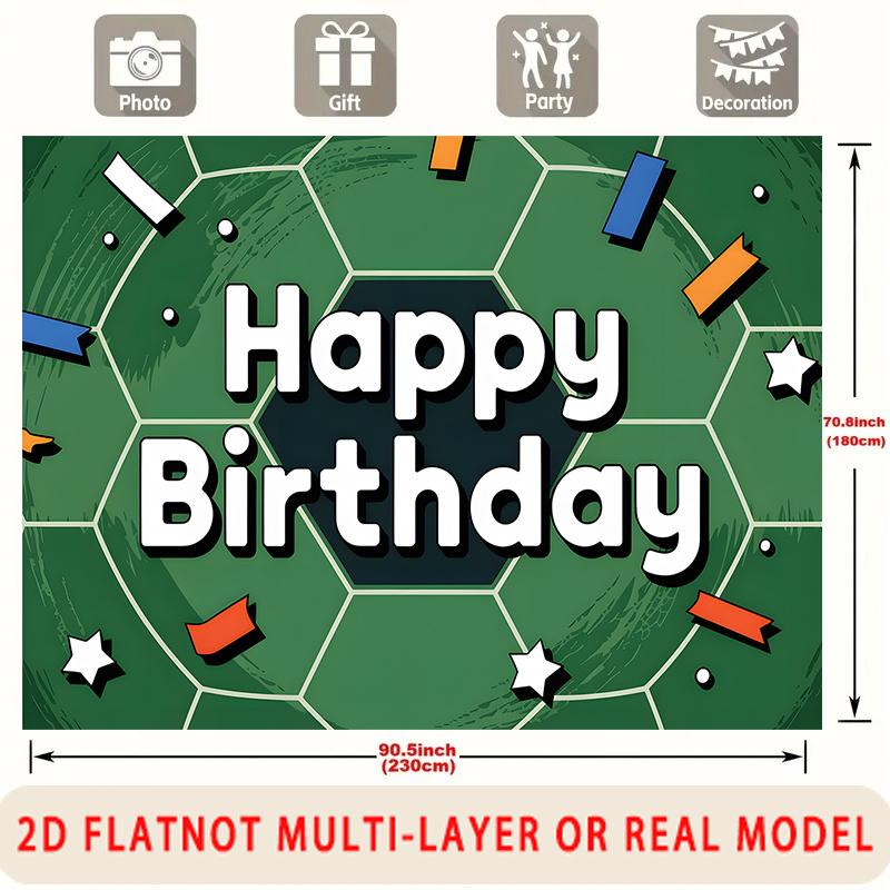 Party Backdrop Happy Birthday Birthday Soccer Green Photo Booth Background Front Door Decor