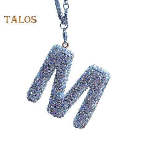Bling Car Letter Charm Faux Crystal Letter Pendant Car Rear View Mirror Hanging Rhinestone Alphabet Ornament for Car Tree Accessory