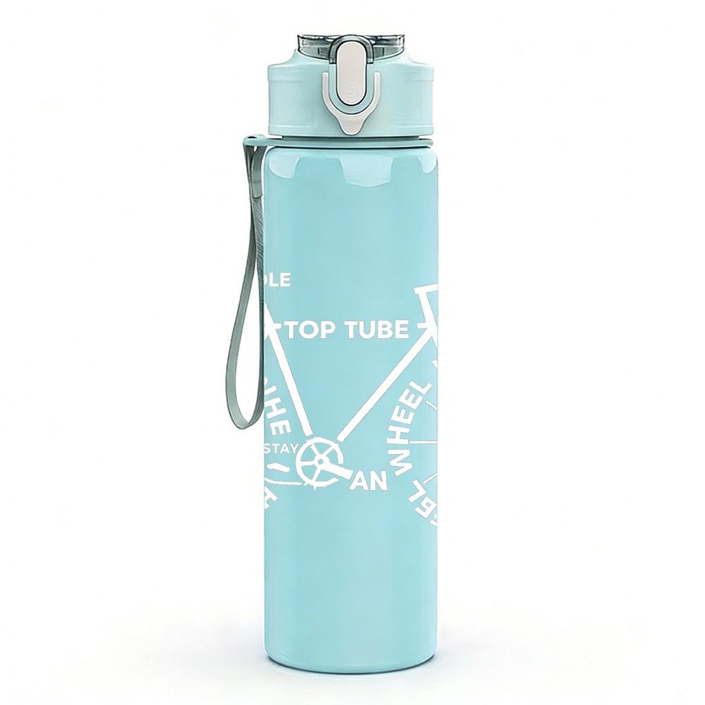 1PC Simple Bicycle Line Sketch 750ml Color Plastic Sports Water Bottle Leakproof Flip Straw Lid Suitable for Sports Office Home Use