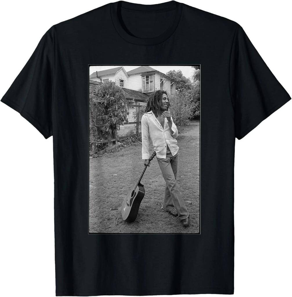 Maglietta con Foto Chitarra Bianco e Nero Bob Marley x David Burnett