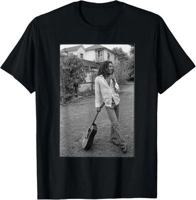 Maglietta con Foto Chitarra Bianco e Nero Bob Marley x David Burnett