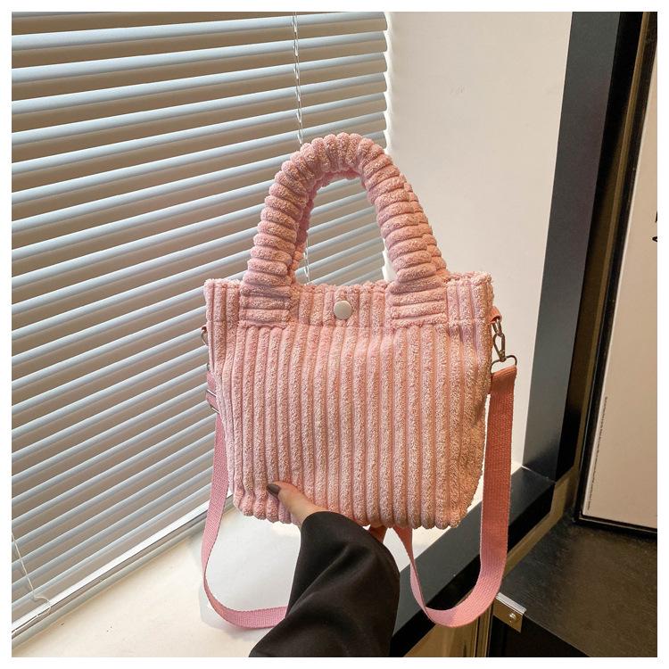 2024 Winter Corduroy Plush Crossbody Bucket Bag - Cute Furry Handbag