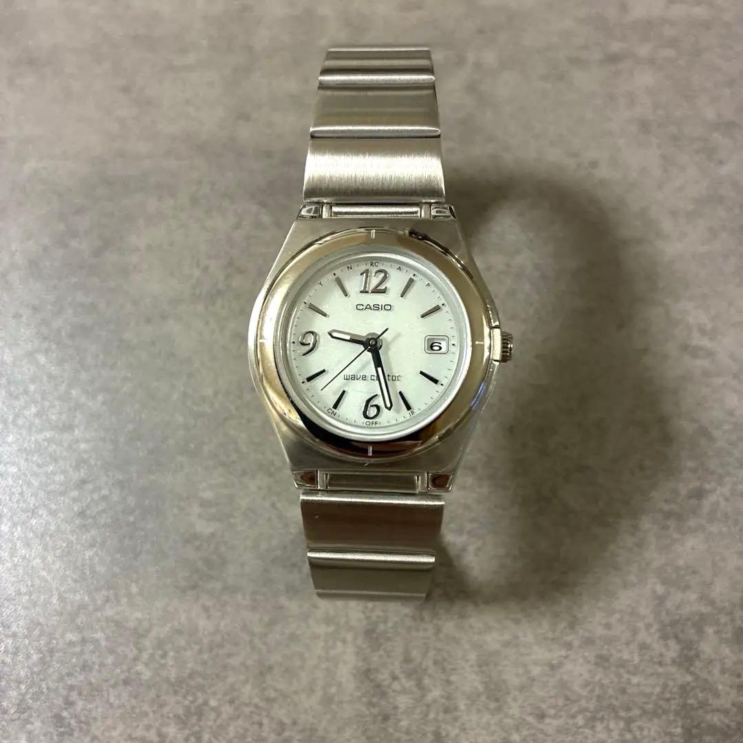CASIO womens wristwatch solar silver radio-controlled white.