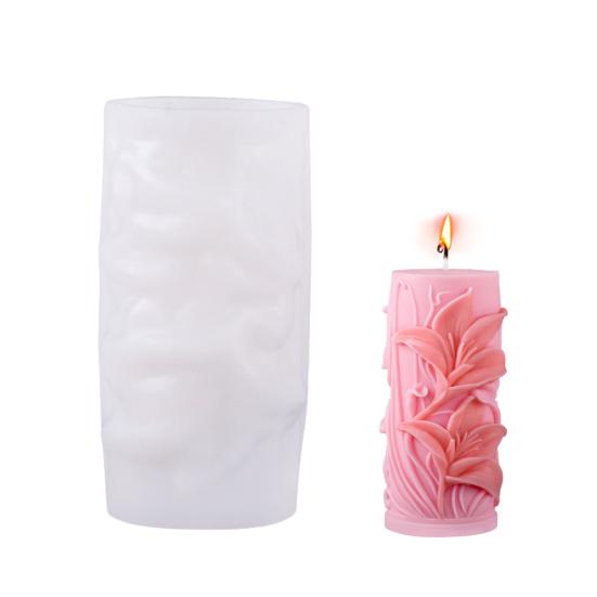 Flower Cylinder Candle Molds Sunflower/Lavender/Lily Flower Pillar Candle Mold 3D Silicone Resin Casting Mold for Soap