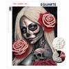 DIY 3D Pearl Painting Canvas Day of the Dead Sugar Skull Rose Pattern Relaxing Leisure Craft Kit for Adults Home Wall Decoration