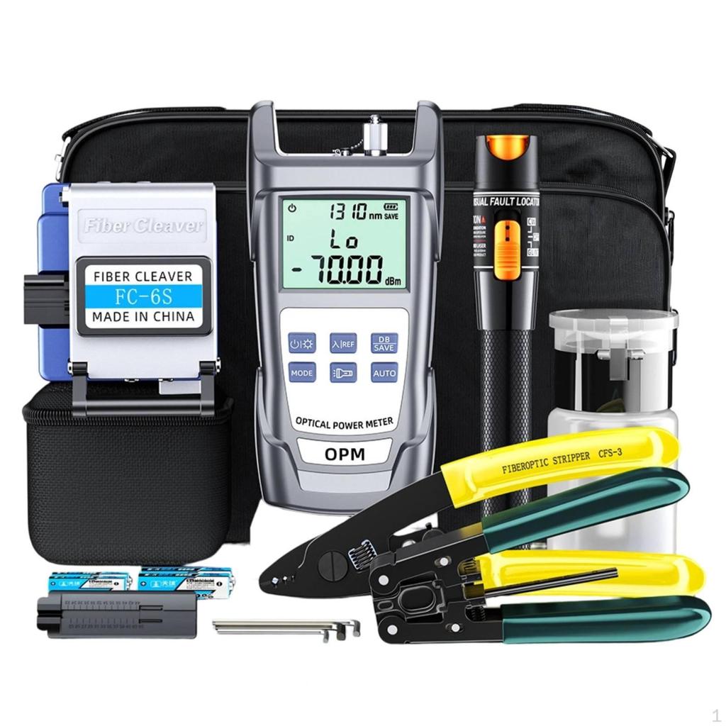 Optical Power Meter Kit Complete Set Fiber Scribe Portable Case Fault Tracer for