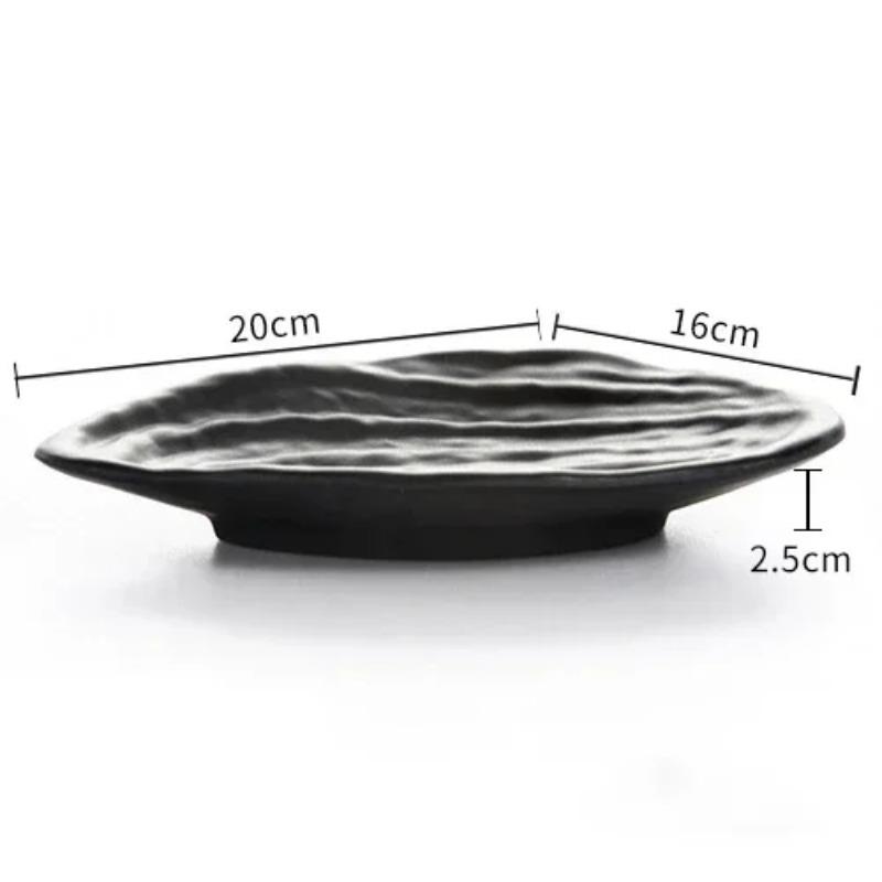 Western Steak Salad Dessert Plate Personality Creative Resistance To Fall Snack Food Grade Plastic Black Frosted Tableware