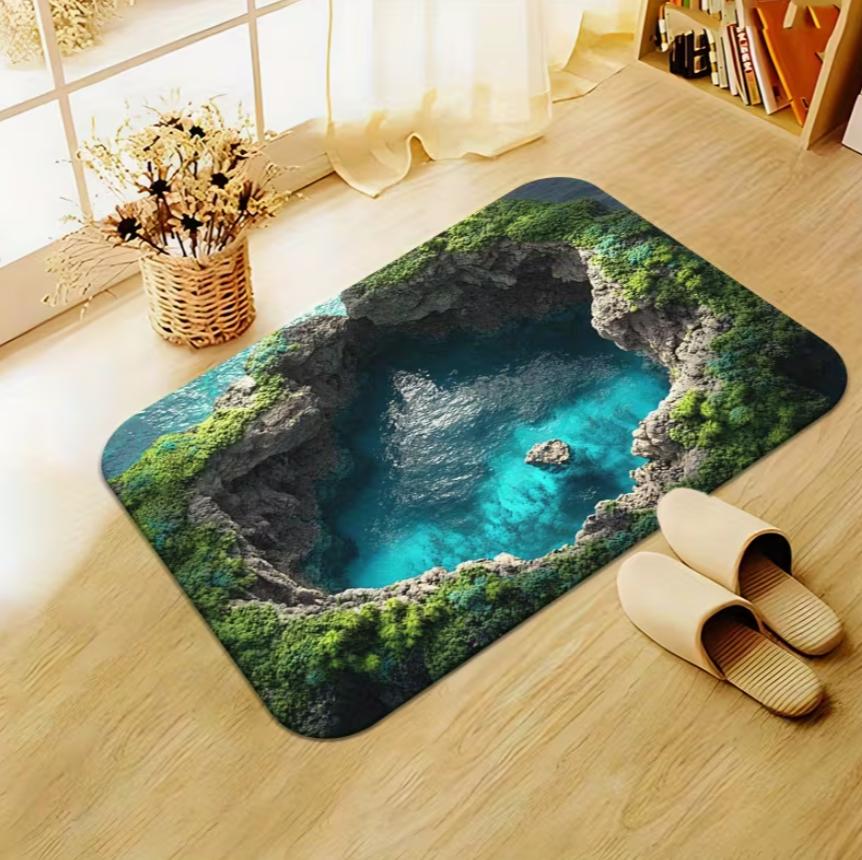 

1 Piece Visual Effect Cliff Hole High-definition Printed Doormat Anti Slip for Kitchen Bathroom Living Room Living Room Yoga Mat 40X60cm