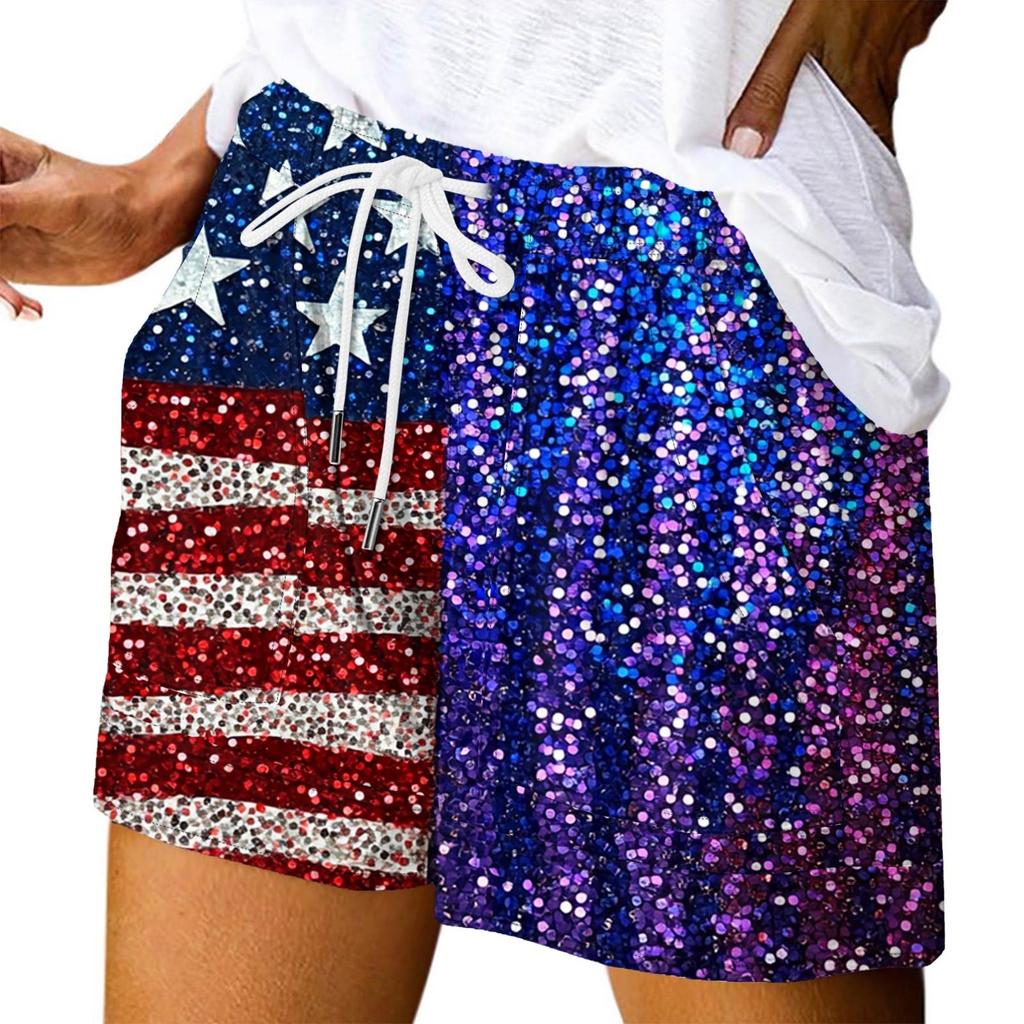 Women's Casual  Summer Elastic Beach Shorts  Print Casual Shorts