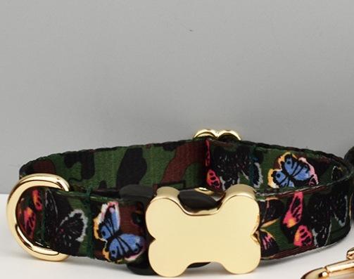 Ethnic Style Webbing Bone Buckle Print Pet Collar Cute Dog Collar Outdoor Walking (as the picture,S)