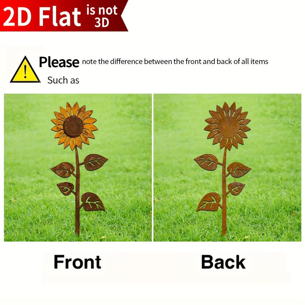 Rustic Metal Sunflower Garden Stake Decorative Outdoor Yard Art Retro Flower Stakes Lawn Ornament Garden Decoration Accessories
