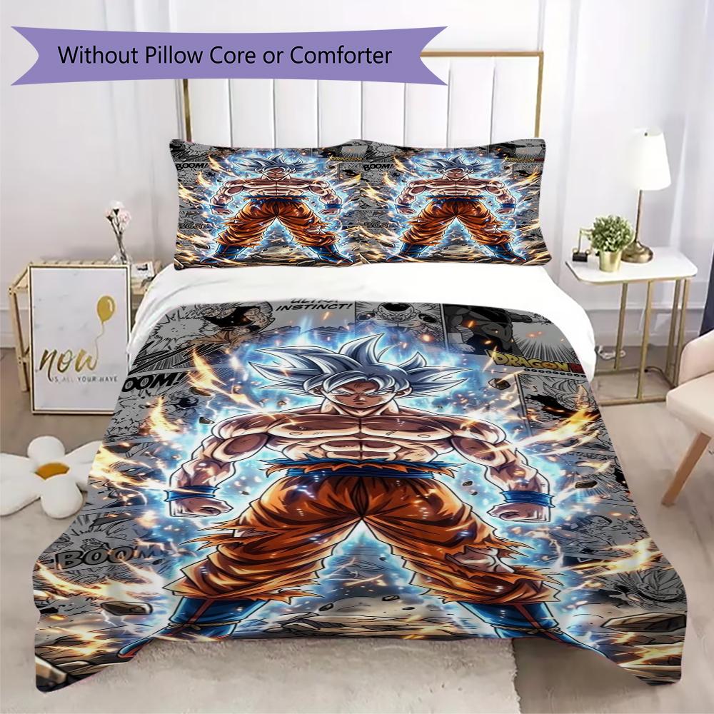Goku Dragon Ball Threepiece Set 1 Duvet Cover 2 Pillowcase Without Core Without Core Bedding Set Soft And Comfortable