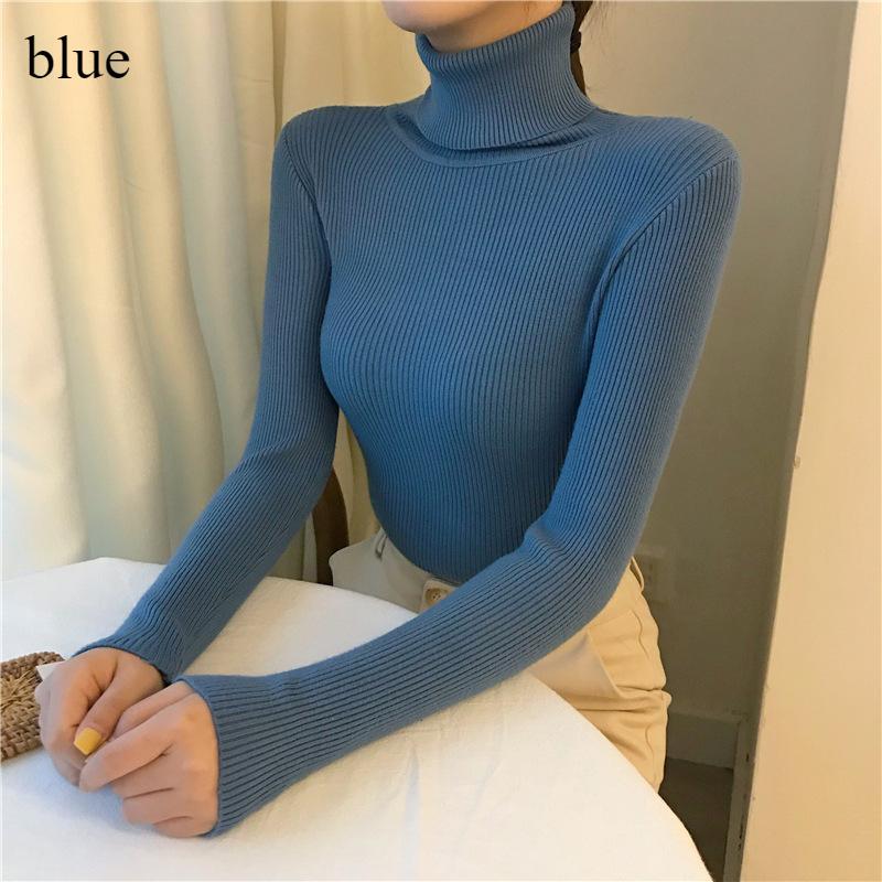 All-in-one Knitted Bottom Wear Women's High Neck Long Sleeve Autumn and Winter New Slim-fit Pullover Sweater Sweater Temperament Tight Top