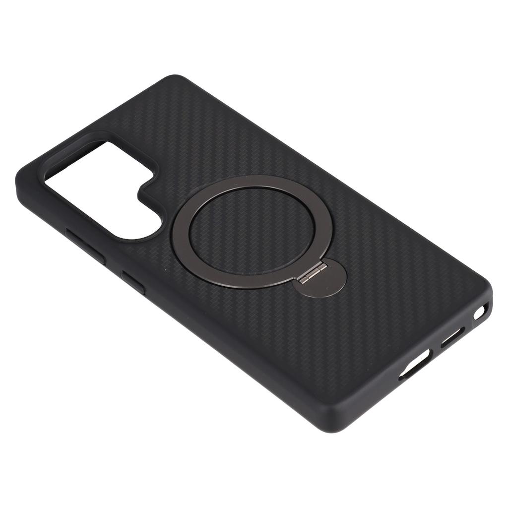 For Samsung Galaxy S25 Ultra Magnetic Case Kickstand TPU + PC Phone Cover Carbon Fiber Texture