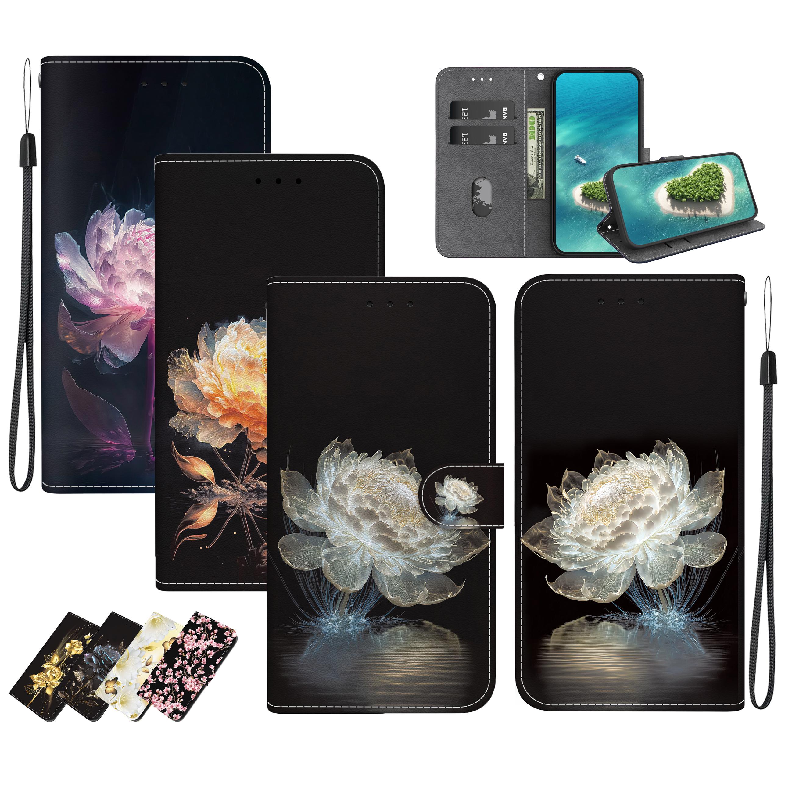 

Чехол-кошелек с держателем для карт, чехол из искусственной кожи с цветочным принтом, подставка, ремешок на запястье, противоударный чехол для Tecno Camon20 Camon19 Spark10 Pova5 POP 5P Spark 7P