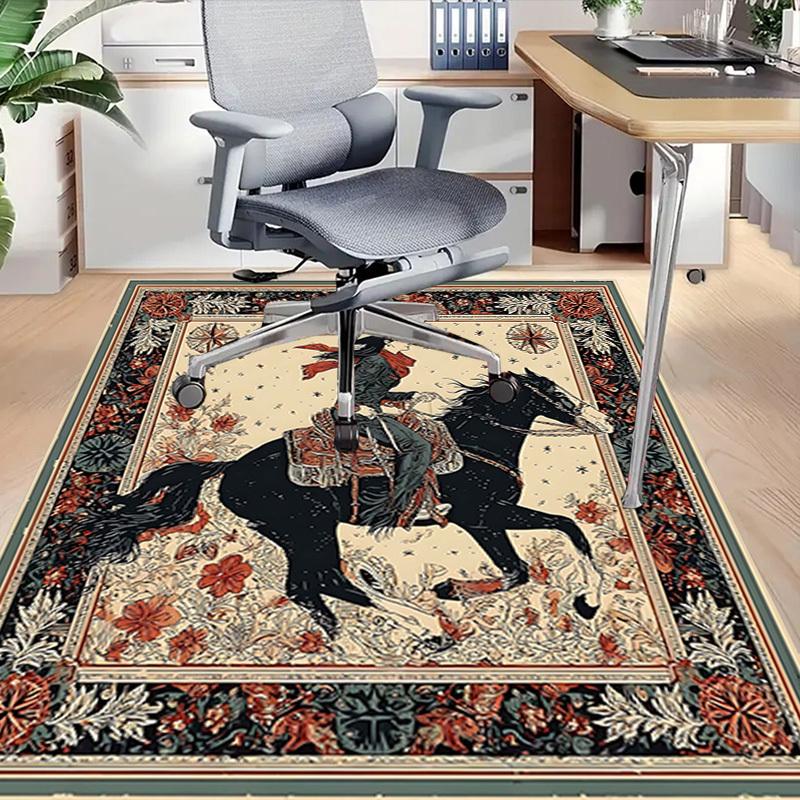 1PC Cowgirl Horse Non-Slip Floor carpet, Office, family, bedroom, Studio - Large Area Rug, Vibrant Colors-C0455