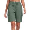 Women’s Lightweight Utility Shorts Multi Pocket Quick Dry Outdoor Sports Cargo Shorts with Adjustable Drawstring Waist