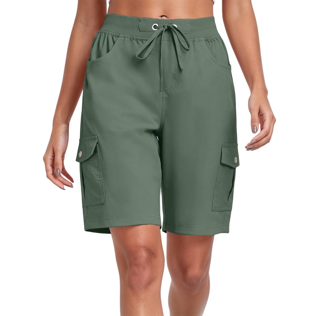Women’s Lightweight Utility Shorts Multi Pocket Quick Dry Outdoor Sports Cargo Shorts with Adjustable Drawstring Waist