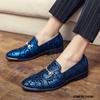 Fashion New Men Dress Leather Shoes For Male Luxury British Gold Blue National Pattern Oxfords Classic Gentleman Wedding Prom Footwear