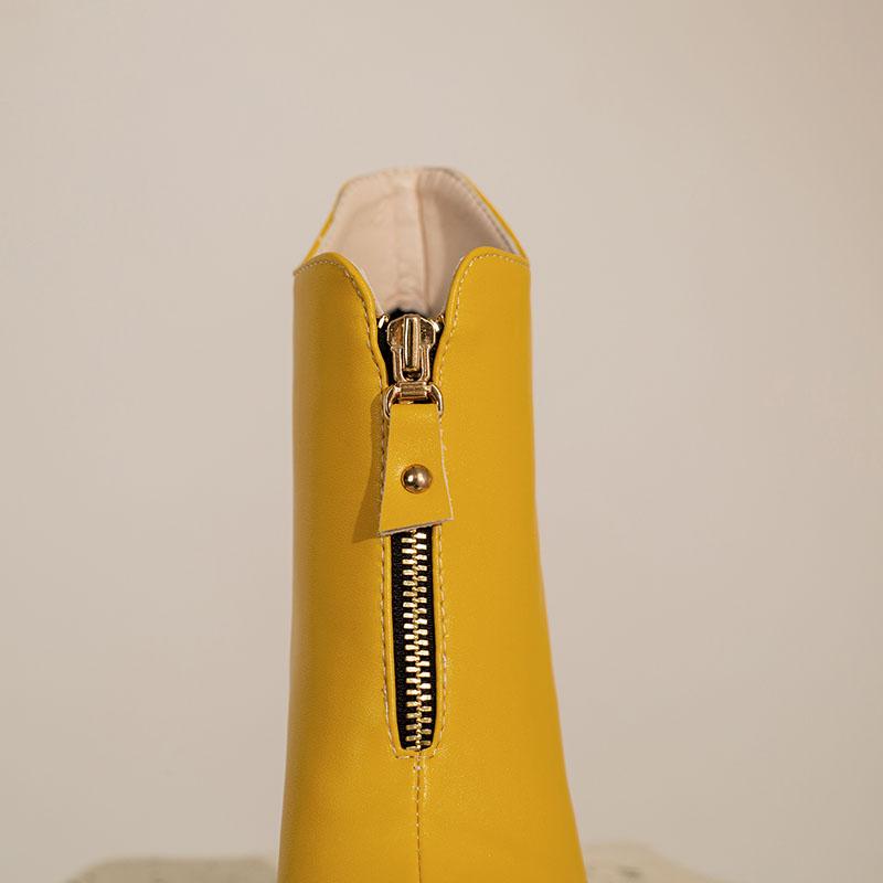 Cizme scurte de damă cu toc înalt toamnă și iarnă în stil european și american platformă impermeabilă toc gros culoare uni cizme romane mari scurte